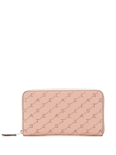 Shop Stella Mccartney Monogram Zip-around Wallet In Neutrals