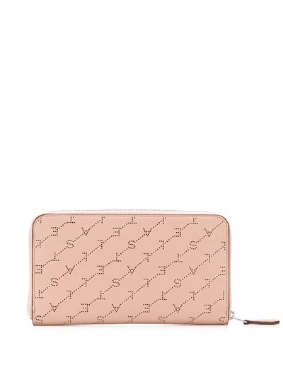 Shop Stella Mccartney Monogram Zip-around Wallet In Neutrals