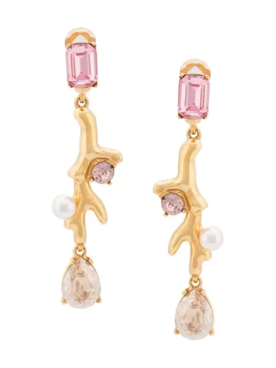 Shop Oscar De La Renta Drop Crystal Clip-on Earrings - Metallic