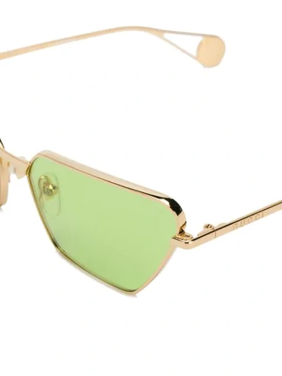 Shop Gucci Eyewear Angular Rectangular Sunglasses - Gold
