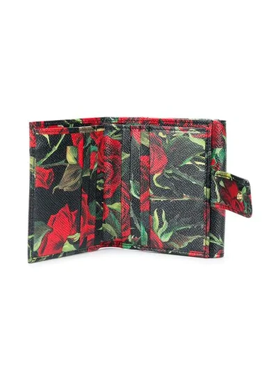 Shop Dolce & Gabbana Small Rose Print Wallet - Black