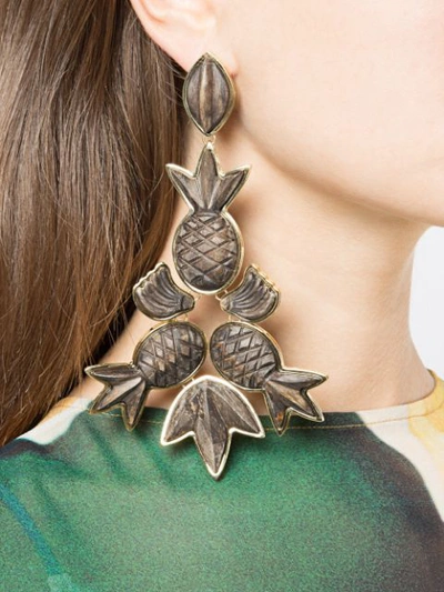 Shop Osklen X Tarsila Pineapple Charm Drop Earrings - Black
