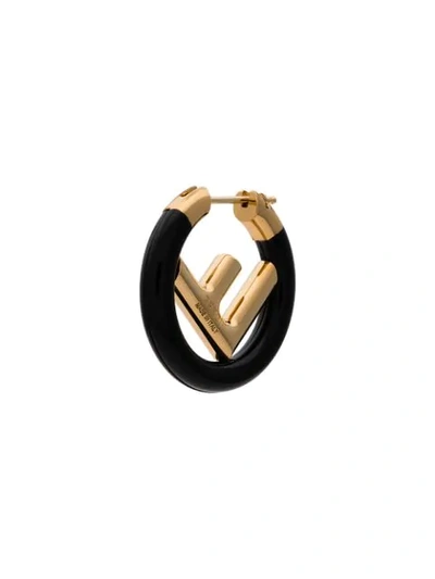 Shop Fendi Single Logo Earring In Black