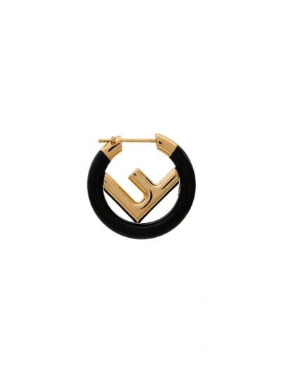 Shop Fendi Single Logo Earring In Black