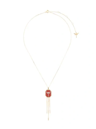 Shop Anapsara Dragondly Pendant Necklace In Yellow Gold
