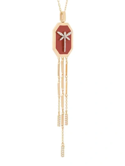 Shop Anapsara Dragondly Pendant Necklace In Yellow Gold