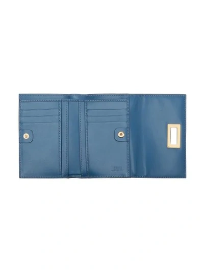 Shop Fendi Peekaboo Selleria Wallet In Blue