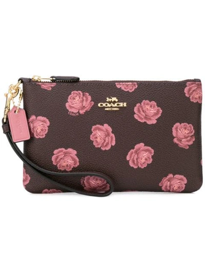 Shop Coach Rose Print Small Wristlet - Red