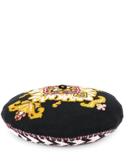 Shop Etro Embroidered Tapestry Hat In Black
