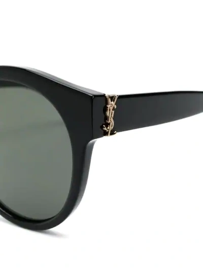 Shop Saint Laurent Round Frame Sunglasses In Black