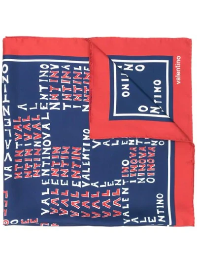 Shop Valentino Printed Small Scarf In Blue