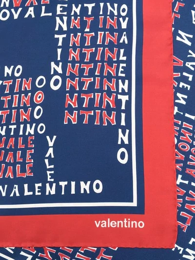 Shop Valentino Printed Small Scarf In Blue