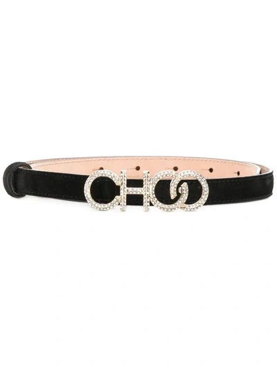 Shop Jimmy Choo Choo Logo Belt In Black