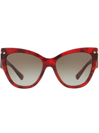 Shop Valentino Cat-eye Frame Sunglasses In Red