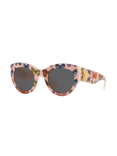 Shop Versace Tribute Butterfly Print Sunglasses In Pink