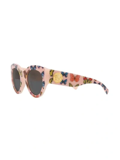 Shop Versace Tribute Butterfly Print Sunglasses In Pink