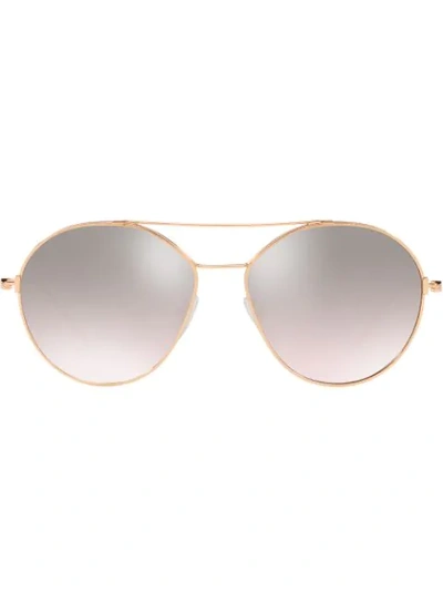 Shop Prada Round Shaped Sunglasses In Metallic