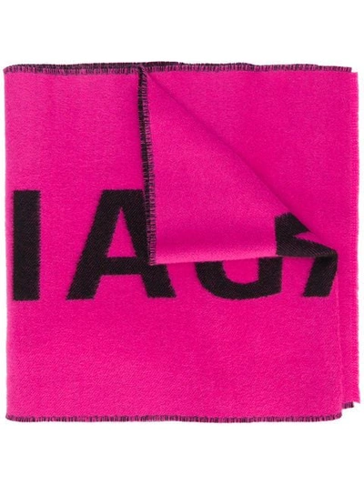 Shop Balenciaga Long Logo Scarf In Pink