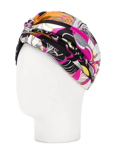 Shop Emilio Pucci Black And Fuchsia Frida Print Turban