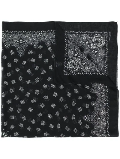 Shop Saint Laurent Paisley Scarf In Black