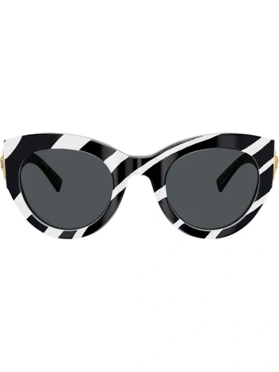 Shop Versace Zebra Stripe Sunglasses In Black