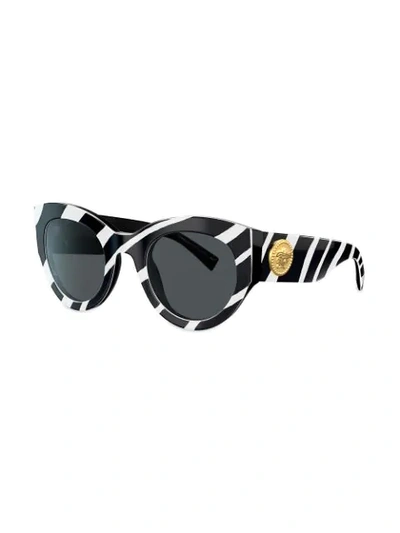 Shop Versace Zebra Stripe Sunglasses In Black