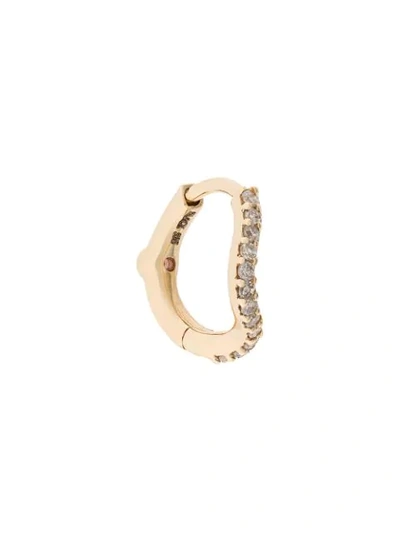 Shop Maria Black 14kt Yellow Gold And Diamond Wave Huggie Earring