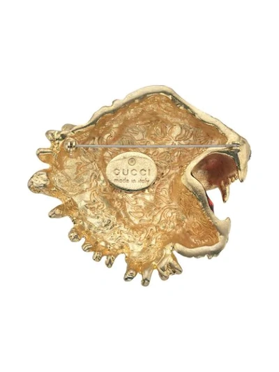 Shop Gucci Metal Tiger Head Brooch In 8488