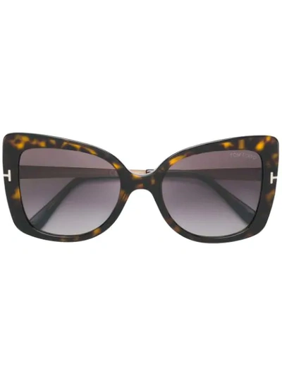 Shop Tom Ford Oversized Sunglasses In Brown