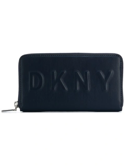 Shop Dkny Embossed Logo Wallet - Blue