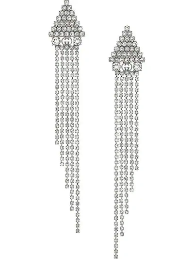 Shop Gucci Metal Earrings With Crystals In Metallic