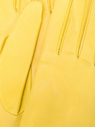 Shop Manokhi Leather Mid-length Gloves In Yellow