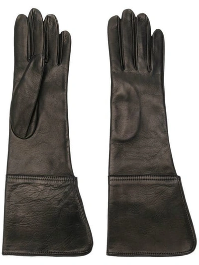 Shop Manokhi Tonal Stitching Gloves In Black