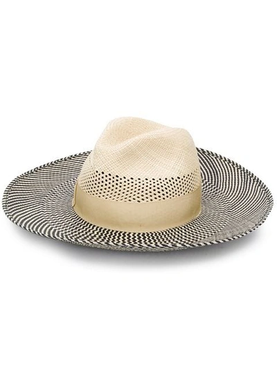 Shop Borsalino Striped Sun Hat In Neutrals