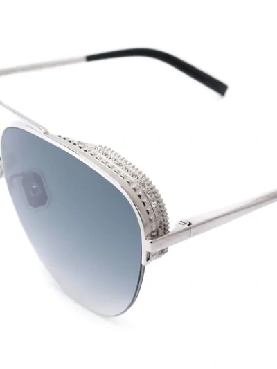 Shop Boucheron Eyewear Crystal-embellished Aviator Sunglasses - Metallic