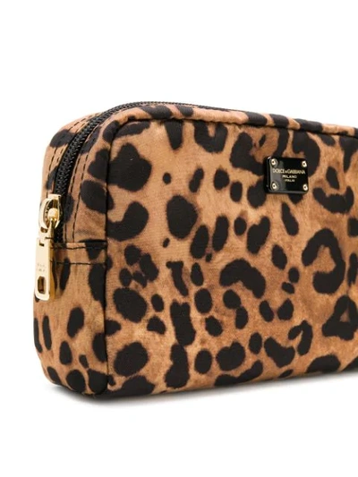 Shop Dolce & Gabbana Leopard Print Make-up Pouch In Brown