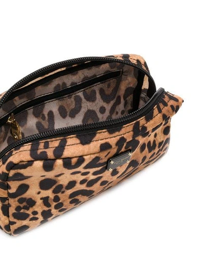 Shop Dolce & Gabbana Leopard Print Make-up Pouch In Brown