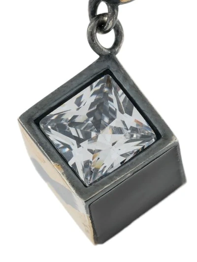 Shop Bottega Veneta Small Cube Motif Earrings In Metallic
