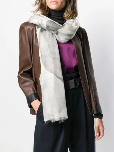 Shop Brunello Cucinelli Floral Frayed Scarf In Ci383