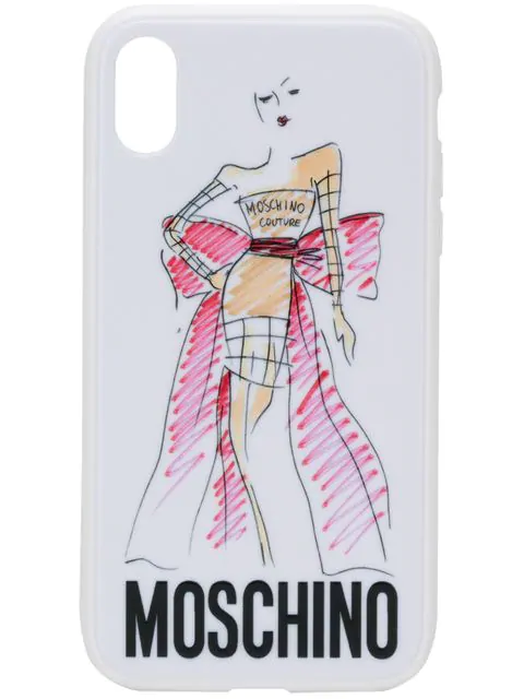 Moschino Iphone Xs Cover With Brushstroke Doll In White Modesens