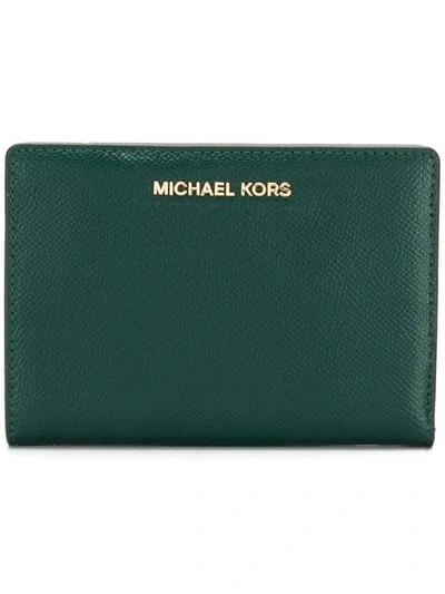 Shop Michael Michael Kors Jet Set Slim Wallet In Green