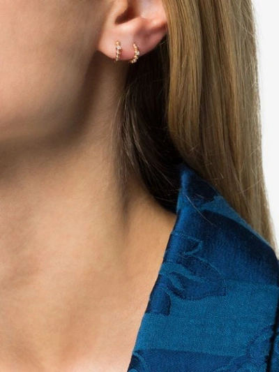 Shop Gigi Clozeau Rose Gold Lucky Diamond Mini Hoop Earrings In Metallic