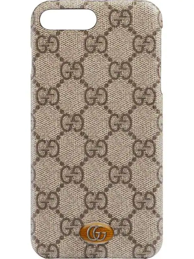 GUCCI OPHIDIA IPHONE 8 PLUS手机壳 - 棕色