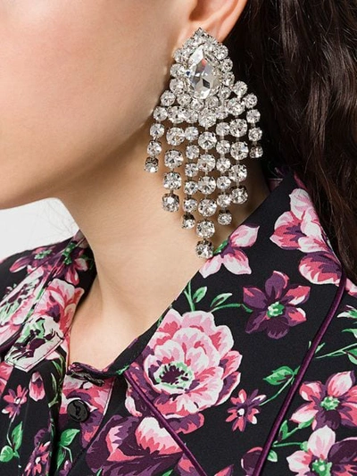 Shop Alessandra Rich Chandelier Earrings In Silver