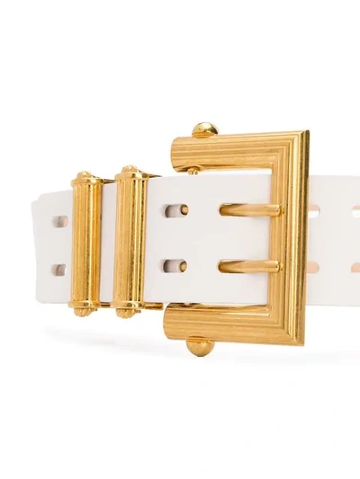 Shop Versace Tribute Square Buckle Belt In White