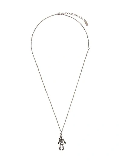 Shop Saint Laurent Skull Necklace In Silver