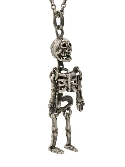 Shop Saint Laurent Skull Necklace In Silver