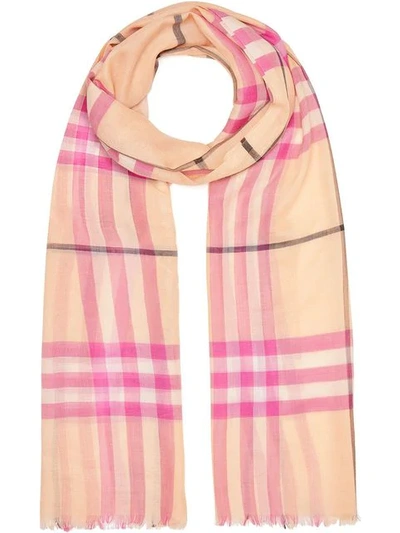 Shop Burberry Frayed Edge Scarf In Neutrals
