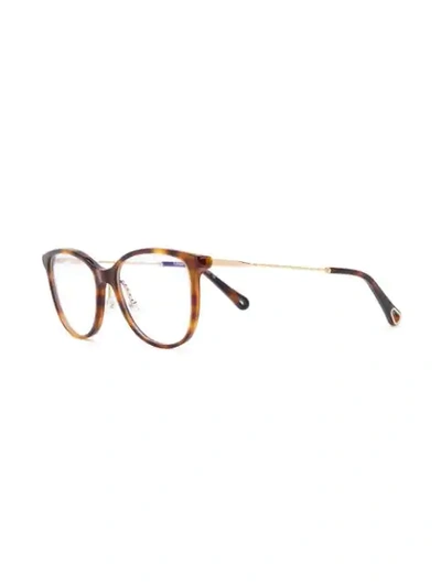 Shop Chloé Rounded Square Eyeglasses In Brown