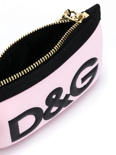 Shop Dolce & Gabbana Debossed Logo Keyring In Pink